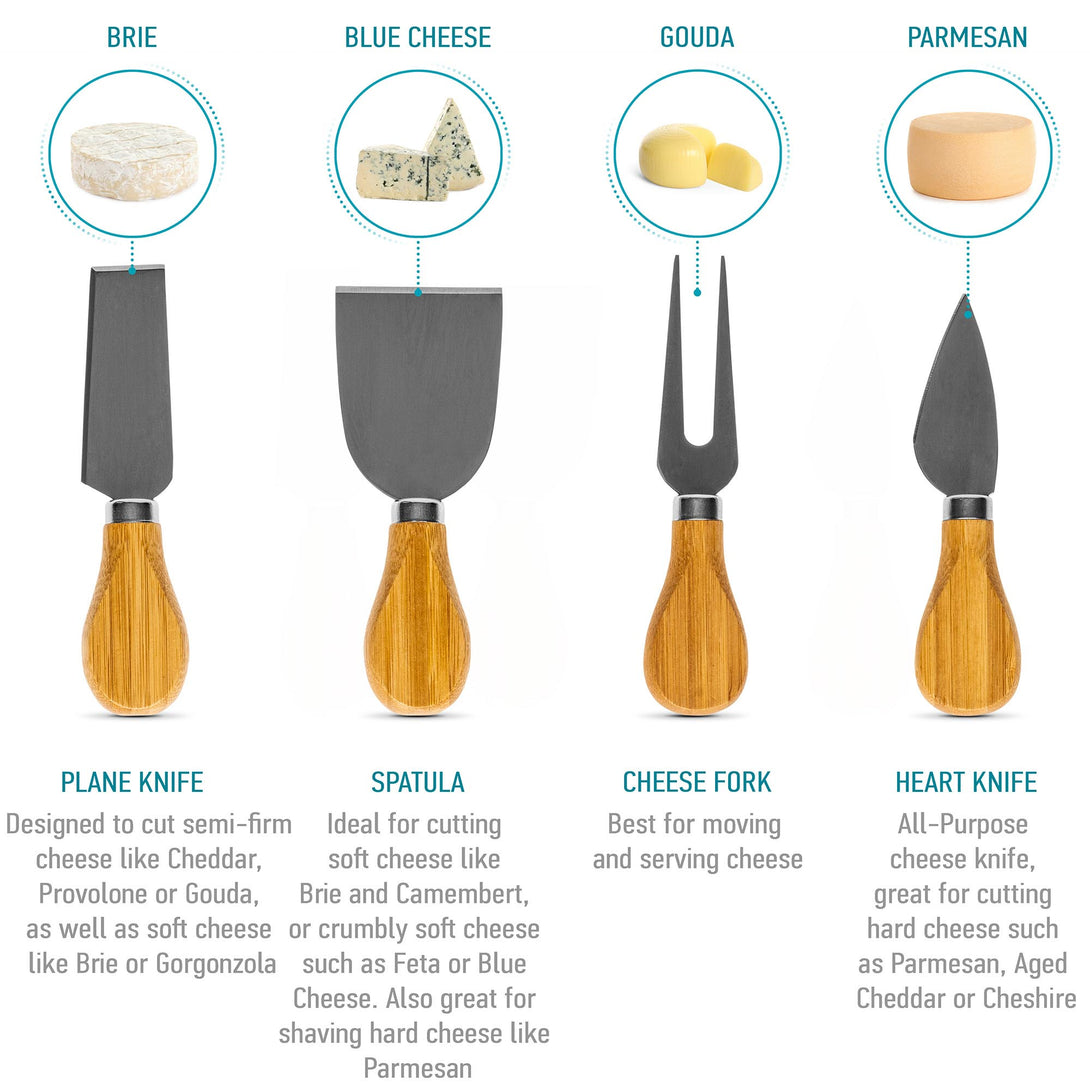 Bamboo Cheese Board with Cutlery Set and Slide Out Drawer - Cheese Board And Knife Set 142