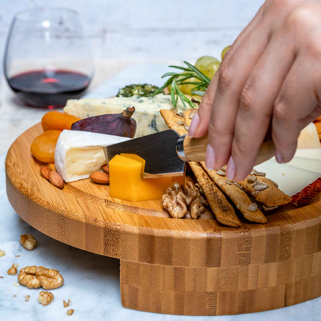 Bamboo Cheese Board with Cutlery Set and Slide Out Drawer - Cheese Board And Knife Set 185
